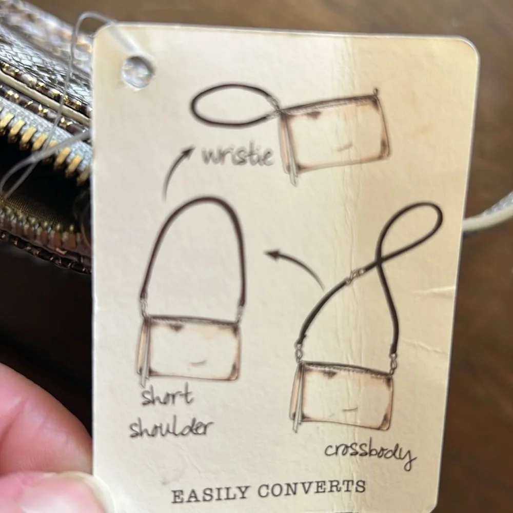 HOBO Metallic Snake Print crossbody/shoulder/wristlet NWT plus Dust bag!! - Picture 11 of 16